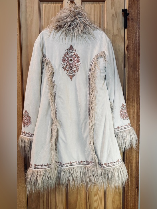 Spell Jackets & Blazers - Spell & The Gypsy ‘Joplin’ Embroidered Penny Lane Faux Fur Trim Coat Sand Sable
